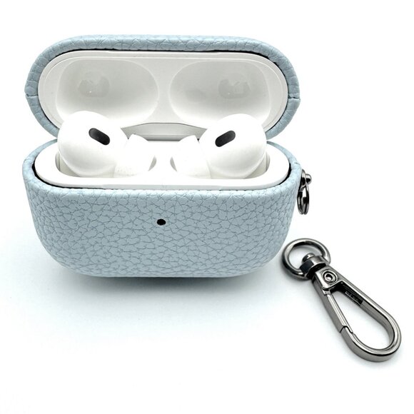 NWT LIGHT BLUE Pebble Leather Case for Apple Airpods Pro 2 - Picture 3 of 11